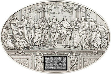 Cook Islands 2013 $5 Ceilings of Heaven Raphael's Room with Nano Chip Silver Antiqued Coin