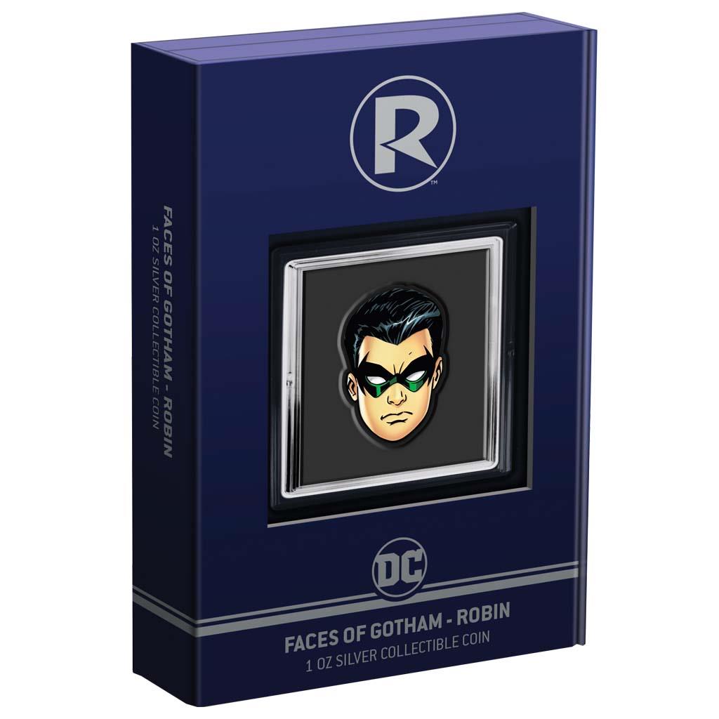 Niue 2022 $2 DC Comics Faces of Gotham Robin 1oz Silver Coloured Proof Coin