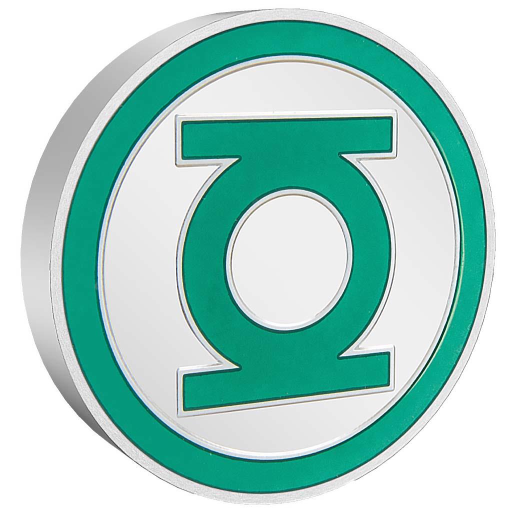 Niue 2021 $2 DC Comics Green Lantern Logo Shaped 1oz Silver Coloured Proof Coin