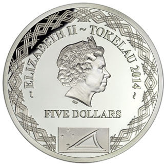 Tokelau 2014 $5 Australasian Antarctic Expedition Silver Coloured Proof Coin