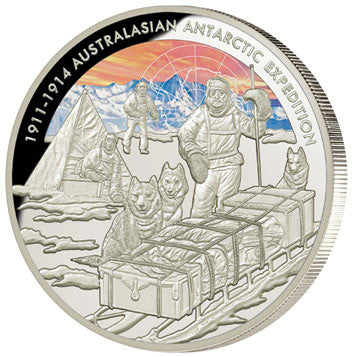 Tokelau 2014 $5 Australasian Antarctic Expedition Silver Coloured Proof Coin