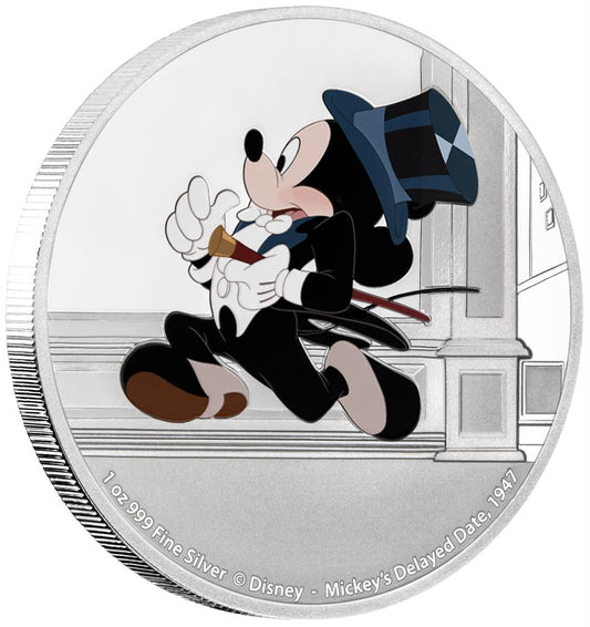 Niue 2017 $2 Mickey Through The Ages Delayed Date 1oz Silver Coloured Proof Coin