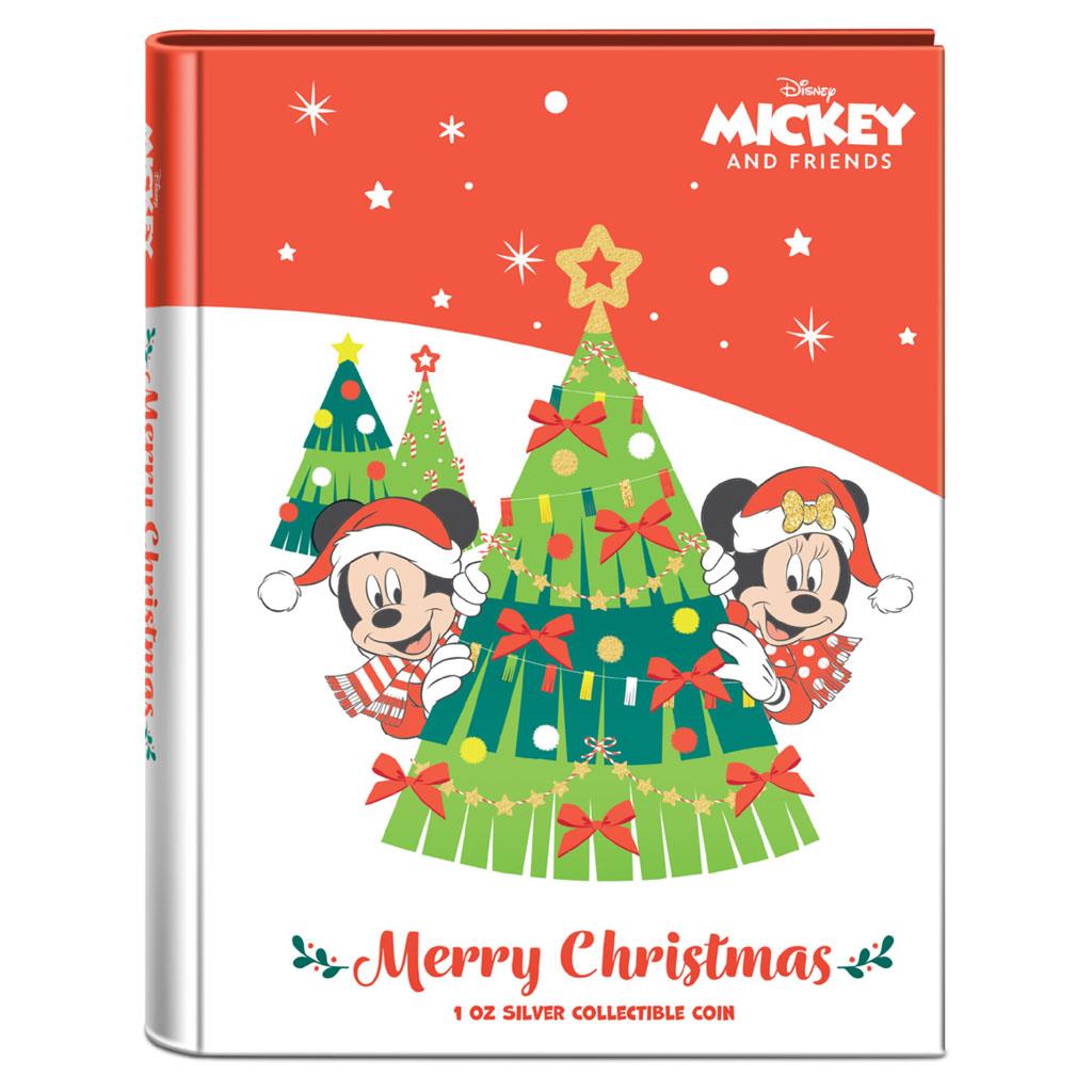 Niue 2021 $2 Disney Mickey and Friends Merry Christmas 1oz Silver Coloured Proof Coin