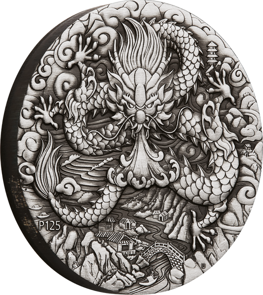 2024 $2 Lunar Year of The Dragon 2oz Silver Antiqued Coin