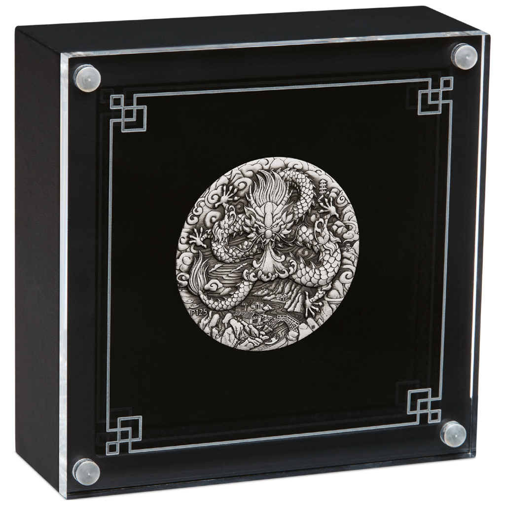 2024 $2 Lunar Year of The Dragon 2oz Silver Antiqued Coin