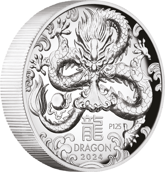 2024 $1 Lunar Year of The Dragon 1oz Silver High Relief Proof Coin