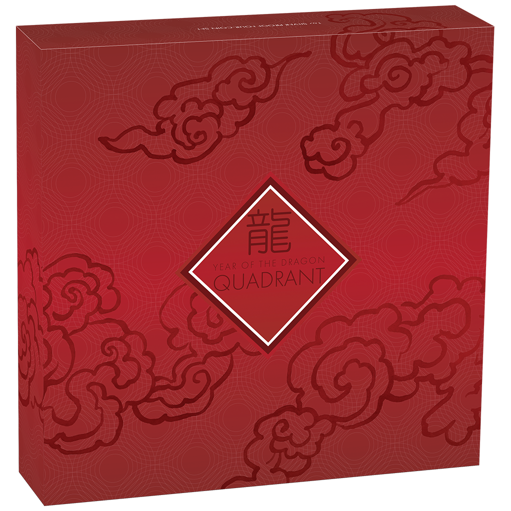 Tuvalu 2024 $1 Lunar Year of The Dragon 1oz Silver Coloured Proof 4 Quadrant Coin Set
