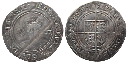 England Edward VI 1547-1553 Shilling aVF Bent flan