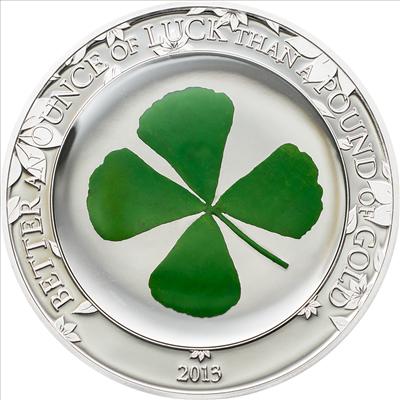 Palau 2013 $5 Four Leaf Clover 1oz Coloured Silver Proof Coin