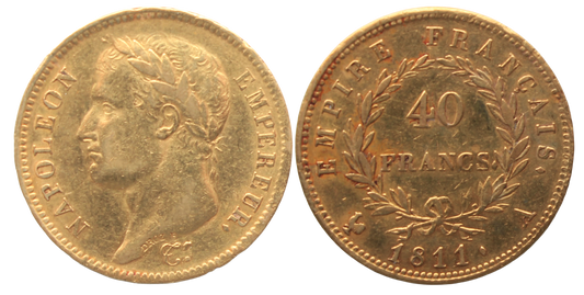 France, 1811A, Napoleon Forty Francs, VF