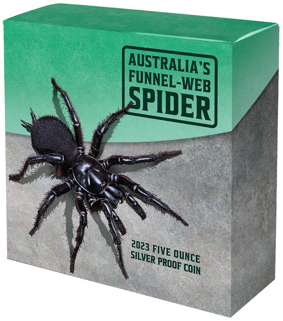 Niue 2023 $10 Australia’s Funnel Web Spider 5oz Silver Coloured High Relief Proof Coin