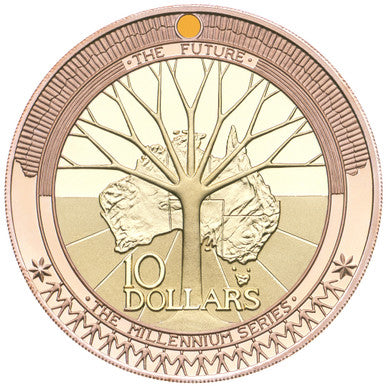 2001 $10 Millennium The Future Selectively Gold Plated 1oz Silver Proof Coin
