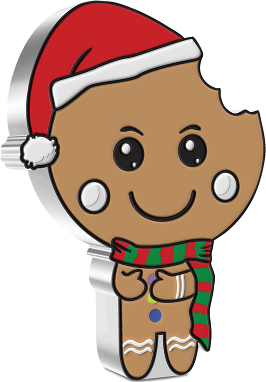 Niue 2021 $2 Chibi Christmas Gingerbread Man Shaped 1oz Silver Proof Coin