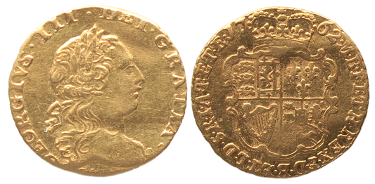 GB, 1762 George III, Quarter Guinea gFine