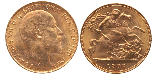 GB, 1902 Edward VII Half Sovereign UNC