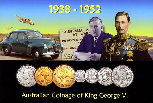 1948 Australian Coinage of King George VI Pre Decimal 5 Coin Year Set (No 2/-)