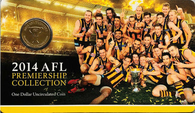 2014 $1 AFL Premiership Hawthorn Football Club Back To Back Premiers Uncirculated Coin