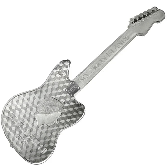 Solomon Islands 2024 $2 Fender Jaguar Guitar Shaped 1oz Silver Coloured Proof Coin