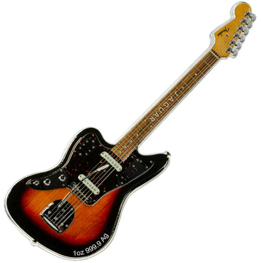 Solomon Islands 2024 $2 Fender Jaguar Guitar Shaped 1oz Silver Coloured Proof Coin