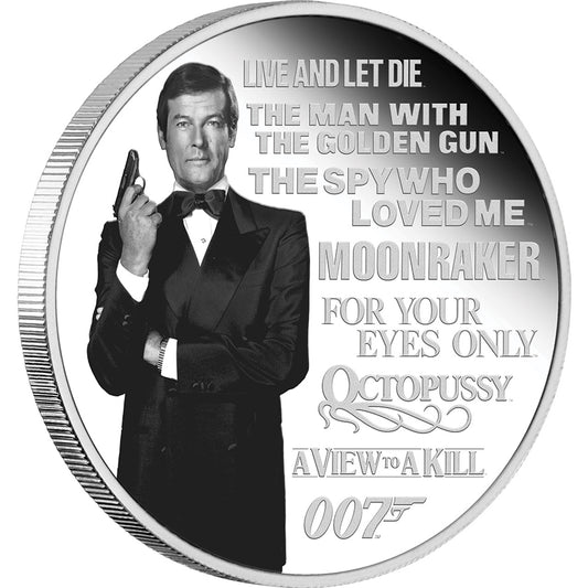 Tuvalu 2022 $1 James Bond 007 Legacy Roger Moore 1oz Silver Proof Coin