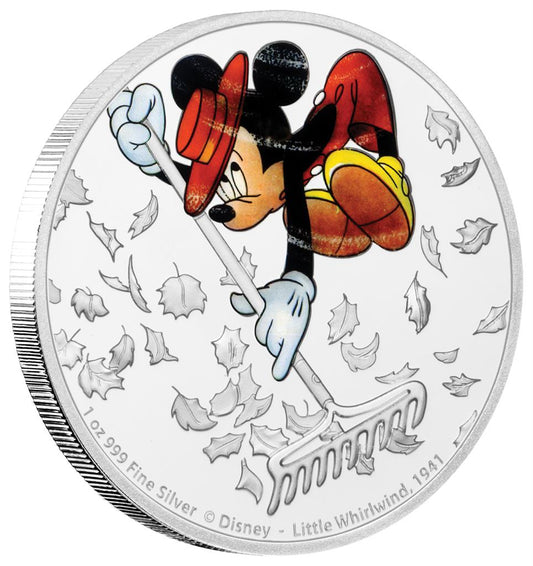 Niue 2017 $2 Mickey Through The Ages Little Whirlwind 1oz Silver Coloured Proof Coin