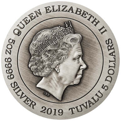 Tuvalu 2019 $5 Lunar Animals 5oz Silver Antiqued Coin