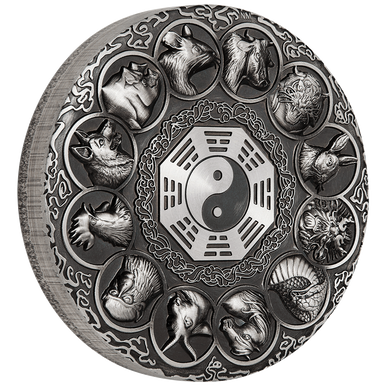 Tuvalu 2019 $5 Lunar Animals 5oz Silver Antiqued Coin