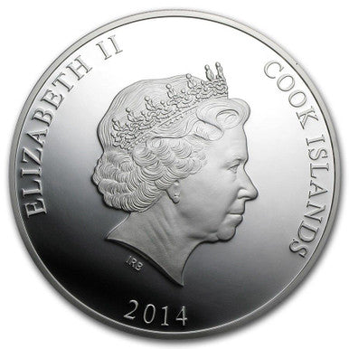 Cook Islands 2014 $50 Year of The Horse 5oz Silver with Mother of Pearl Proof Coin