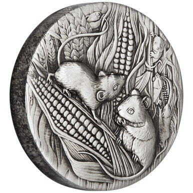 2020 $2 Lunar Mouse 2oz Silver Antiqued Coin