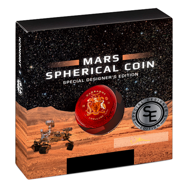 Barbados 2021 $5 Mars Special Edition 1oz Silver Coloured Spherical Antiqued Coin