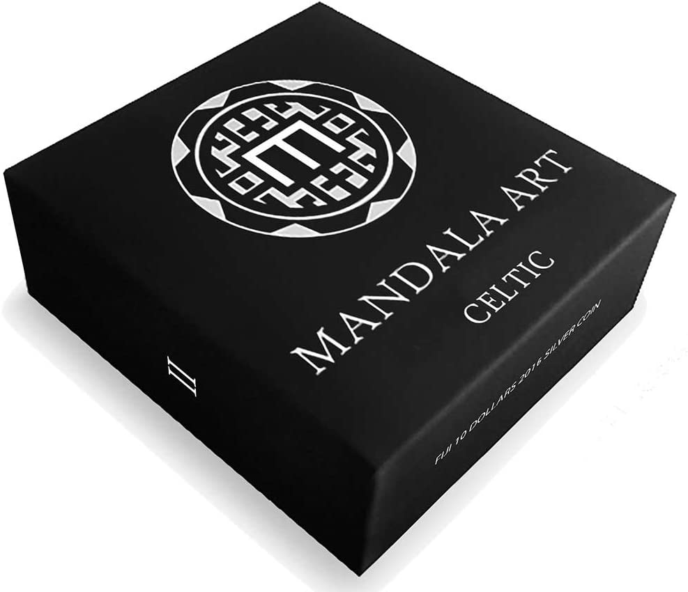 Fiji 2016 $10 Mandala Art Celtic With Malachite Stone 3oz Silver Antiqued Coin