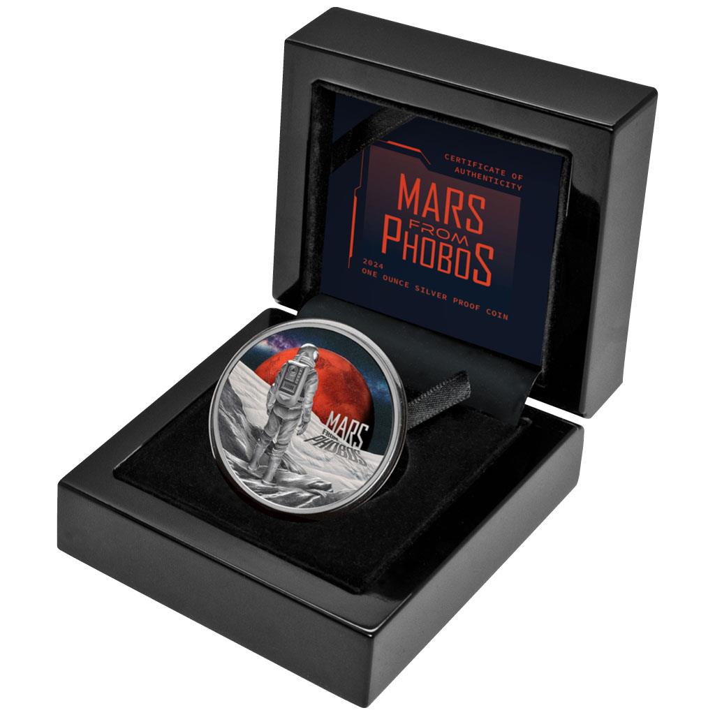 Niue 2024 $1 Mars From Phobos 1oz Silver Coloured Proof Coin