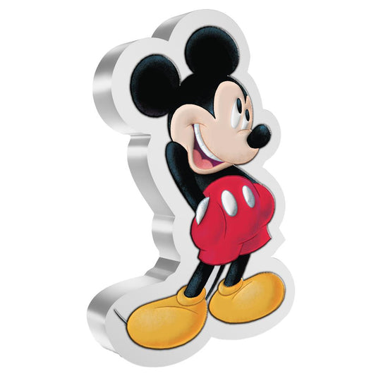 Niue 2021 $2 Disney Mickey and Friends Mickey Mouse Shaped 1oz Silver Coloured Proof Coin
