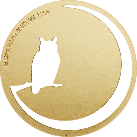 Mongolia 2016 500 Togrog Mongolian Nature Owl Gold Plated 1/2oz Silver Coin