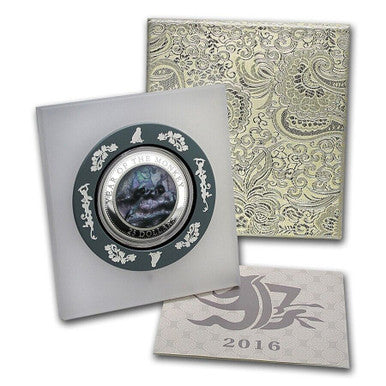 Cook Islands 2016 $25 Year of The Monkey 5oz Silver with Mother of Pearl Proof Coin
