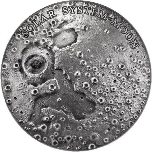 Niue 2015 $1 Solar System Moon NWA 8609 Meteorite 1oz Silver Antiqued Coin