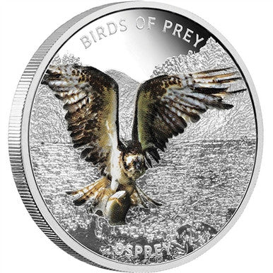 Niue 2013 $2 Birds of Prey Osprey 1oz Silver Proof Coloured Coin
