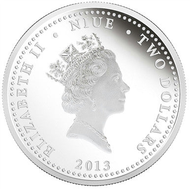 Niue 2013 $2 Birds of Prey American Bald Eagle 1oz Silver Proof Coloured Coin