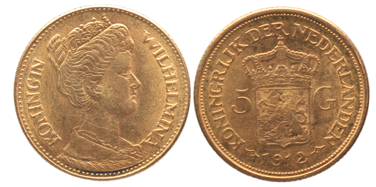 Netherlands, 1912 Five Gulden UNC