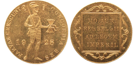 Netherlands, 1928 Gold Ducat UNC