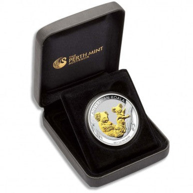 2011 $1 Australian Koala 1oz Silver Gilded Coin