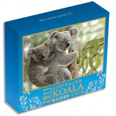 2011 $1 Australian Koala 1oz Silver Gilded Coin