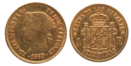 Philippines 1863 Gold Peso gVF