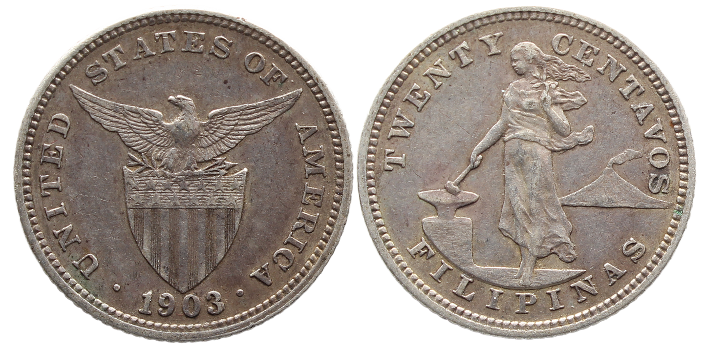 Philippines 1903s 20 Centavos VF
