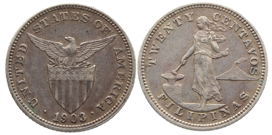 Philippines 1903s 20 Centavos VF