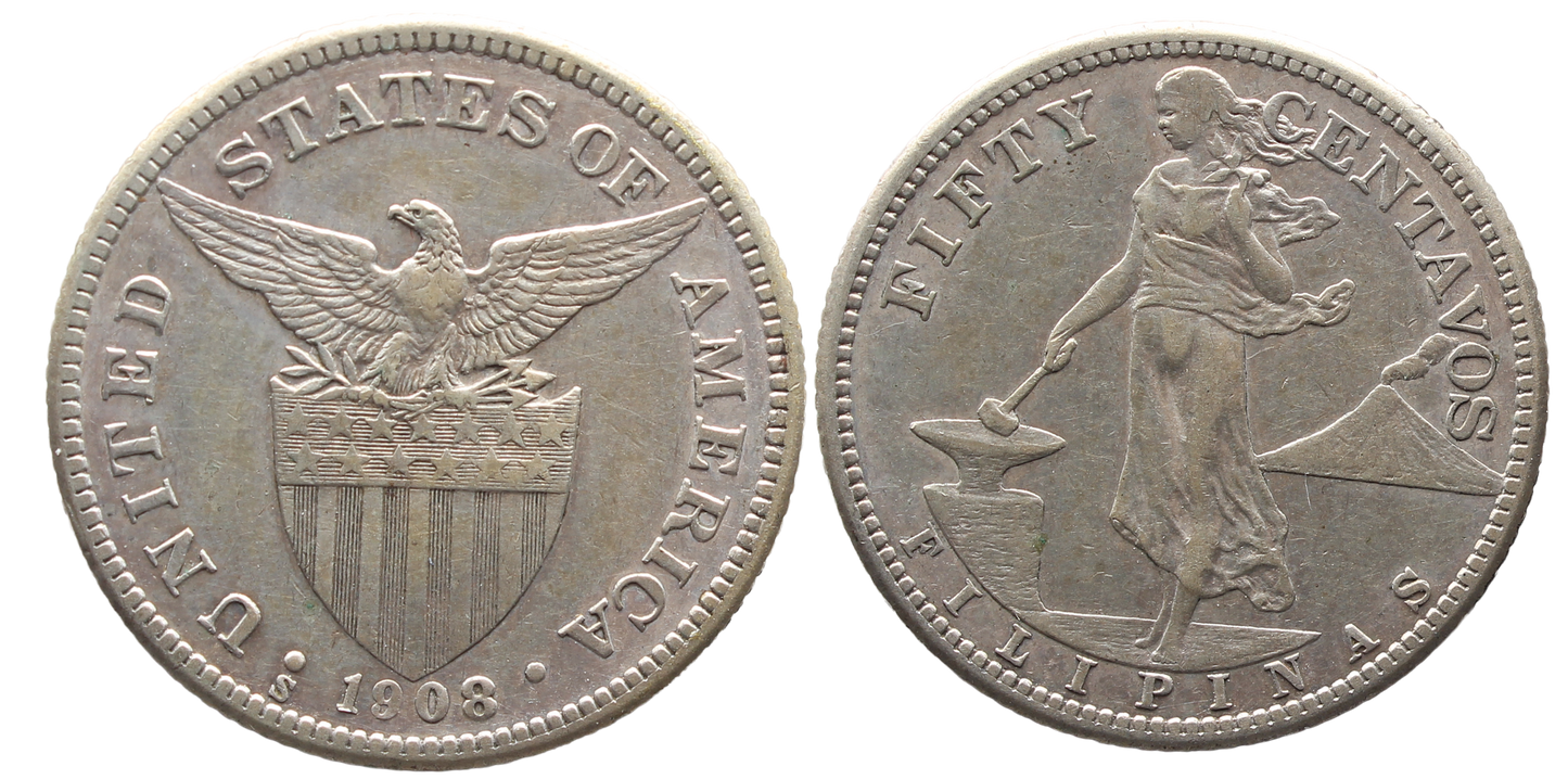 Philippines 1908S 50 Centavos EF