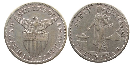 Philippines 1908S 50 Centavos EF