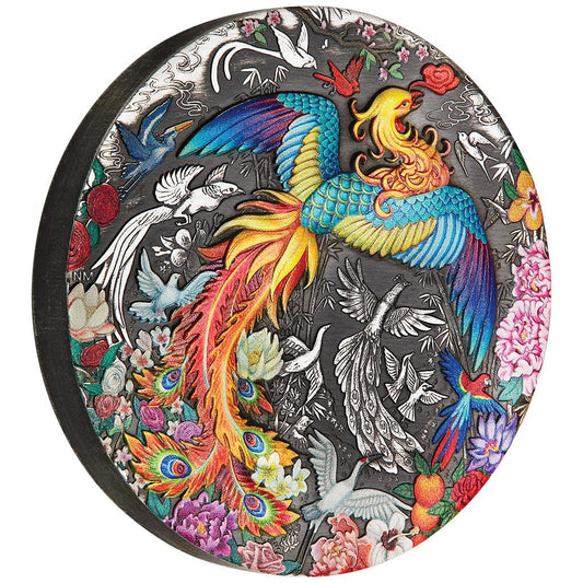 Tuvalu 2023 $5 Chinese Mythical Creatures Phoenix & The Birds 5oz Silver Coloured Antiqued Coin