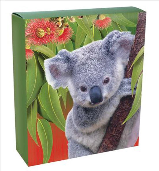 Cook Islands 2011 $5 The Scent of Australia Koala & Eucalyptus Leaves Silver Coloured Uncirculated Coin