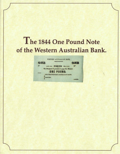 The 1884 One Pound Note of The Western Australian Banknote Folder